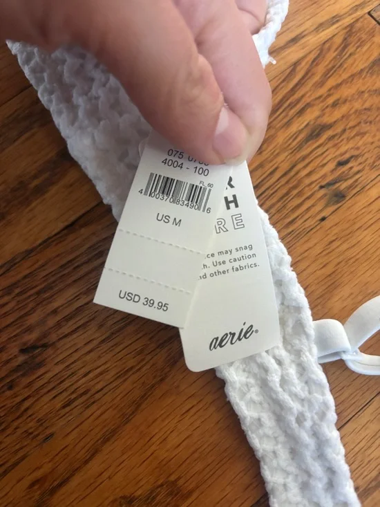 aerie White Textured Triangle Bralette - Picture 3 of 3